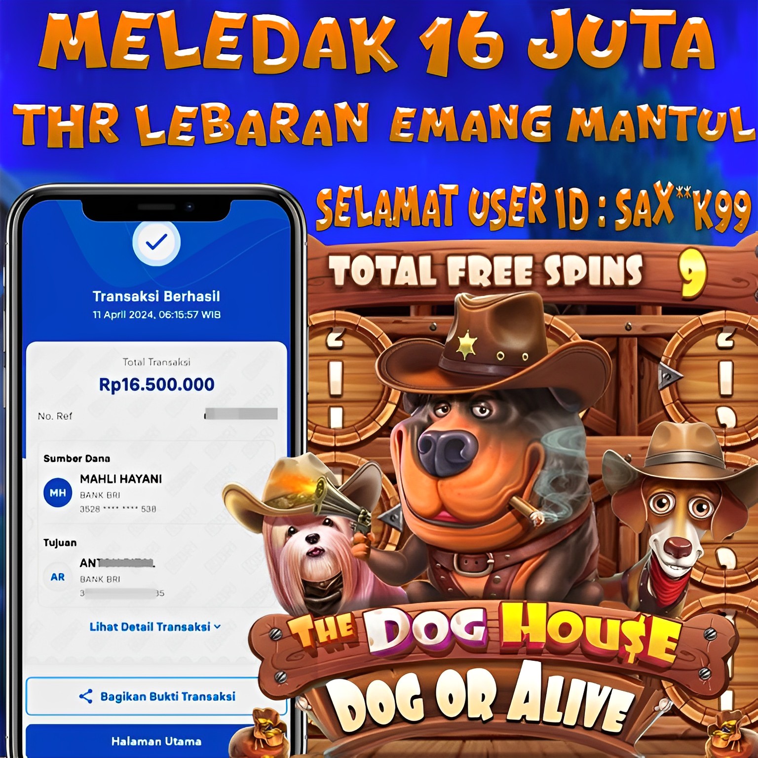 Bukti JP Slot Agen666 THR 16 Juta Lunas